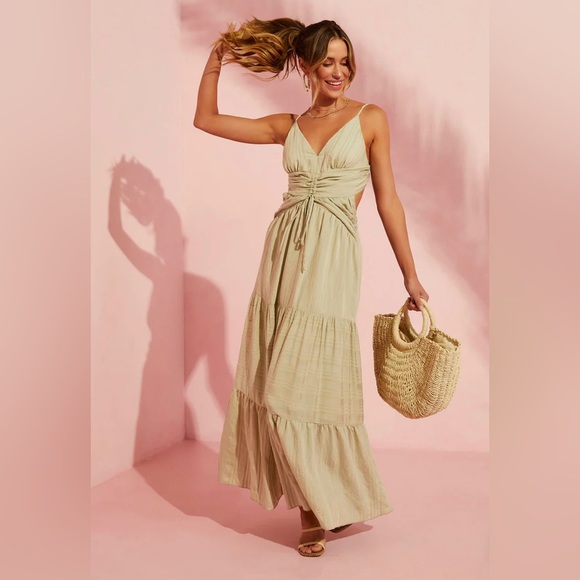 NWT Vici Collection Coraline Khaki Tiered Maxi Dress - Picture 5 of 5